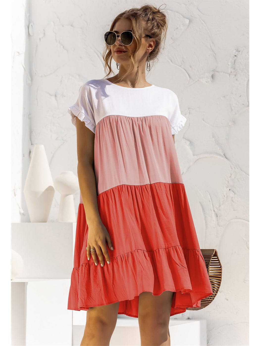 Colored With Ruffles Dress