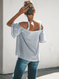 Solid Cutout Cold Shoulder Top