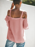 Solid Cutout Cold Shoulder Top