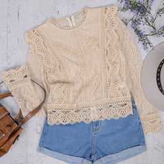 Crochet Lace Zip Up Blouse