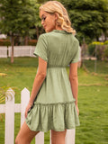 Flared Gathered Ruffle Tunic Dress