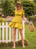 Flared Gathered Ruffle Tunic Dress