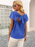 Tied Bow Open Back Summer Blouse