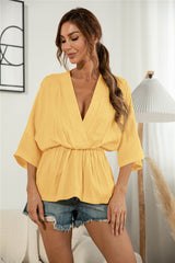 Bluse Sunrise mit V-Ausschnitt und Raffung 