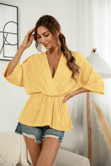 Bluse Sunrise mit V-Ausschnitt und Raffung 