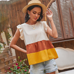 Blusa con volantes y bloques de color 