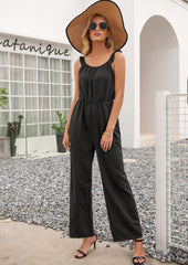 Einfarbiger Jumpsuit mit Rüschenträgern