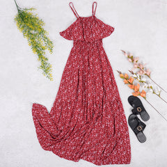 Zierliches Maxi-Boho-Kleid mit Rüschen