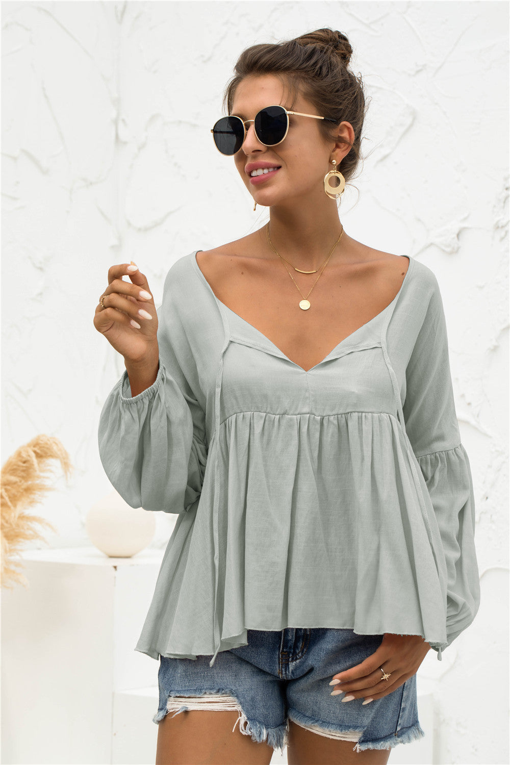 Relaxed Light Gathered Blouse