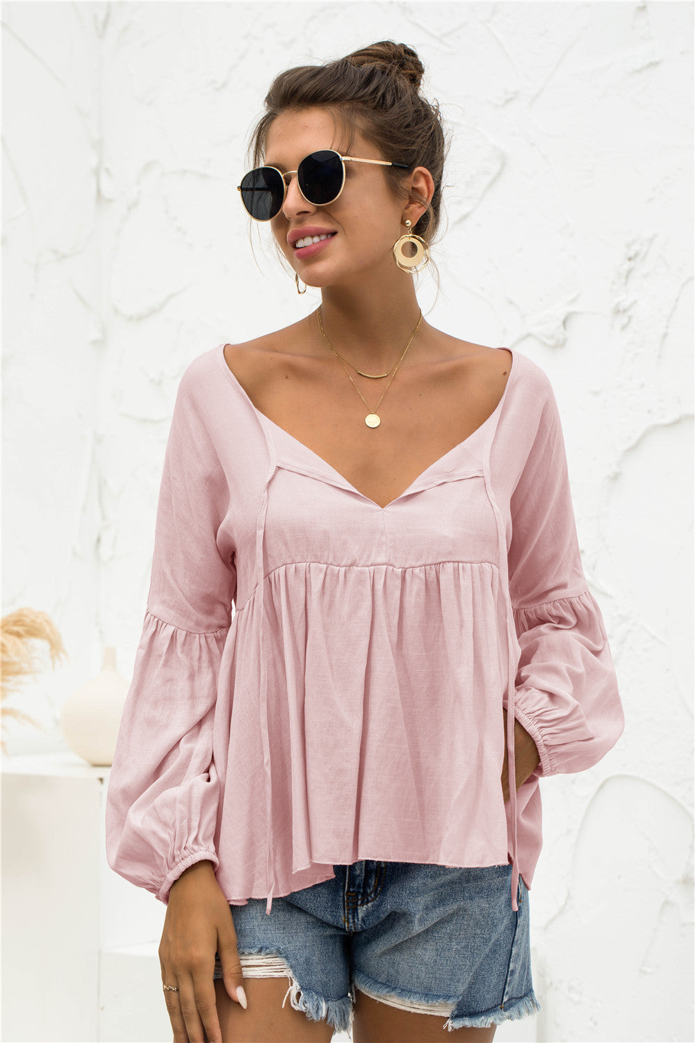 Relaxed Light Gathered Blouse