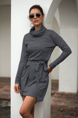 Cowl Neck Long Sleeve Dress