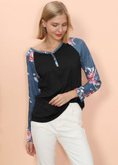 Henley-Langarmshirt mit Blumendruck