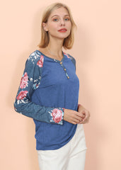 Henley-Langarmshirt mit Blumendruck