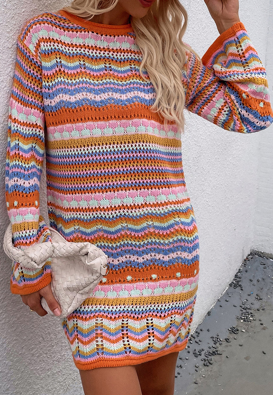 Vibrant Holiday Knit Sweater Dress