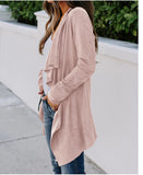 Solid Asymmetrical Hem Cardigan