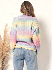 Oversize-Lounge-Strickpullover mit Regenbogenstreifen