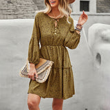 Tie Neck Bishop Sleeve Dress