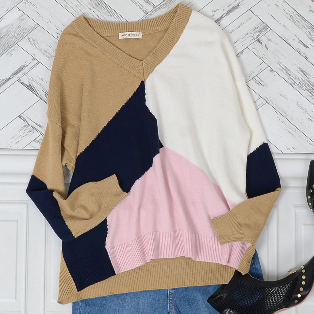 Color Block Relaxed Sweater