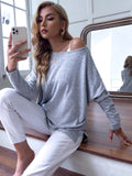 Solid Boat Neck Sweatshirt