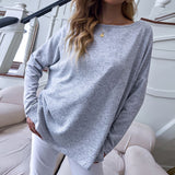 Solid Boat Neck Sweatshirt