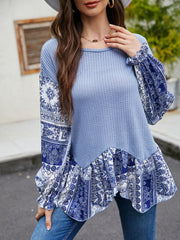 Zweifarbiger Pullover mit Paisley-Print