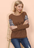 Drop Shoulder Two Tone Leopard Sweater