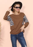 Drop Shoulder Two Tone Leopard Sweater