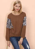 Drop Shoulder Two Tone Leopard Sweater