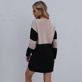 Color Block Neck Detail Sweater Dress