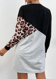 Color Block Leopard Sweater Dress