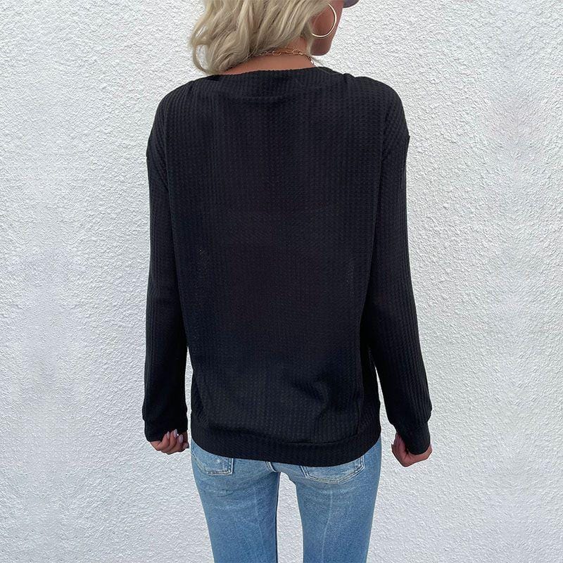 Contrast Half Button Front Sweater