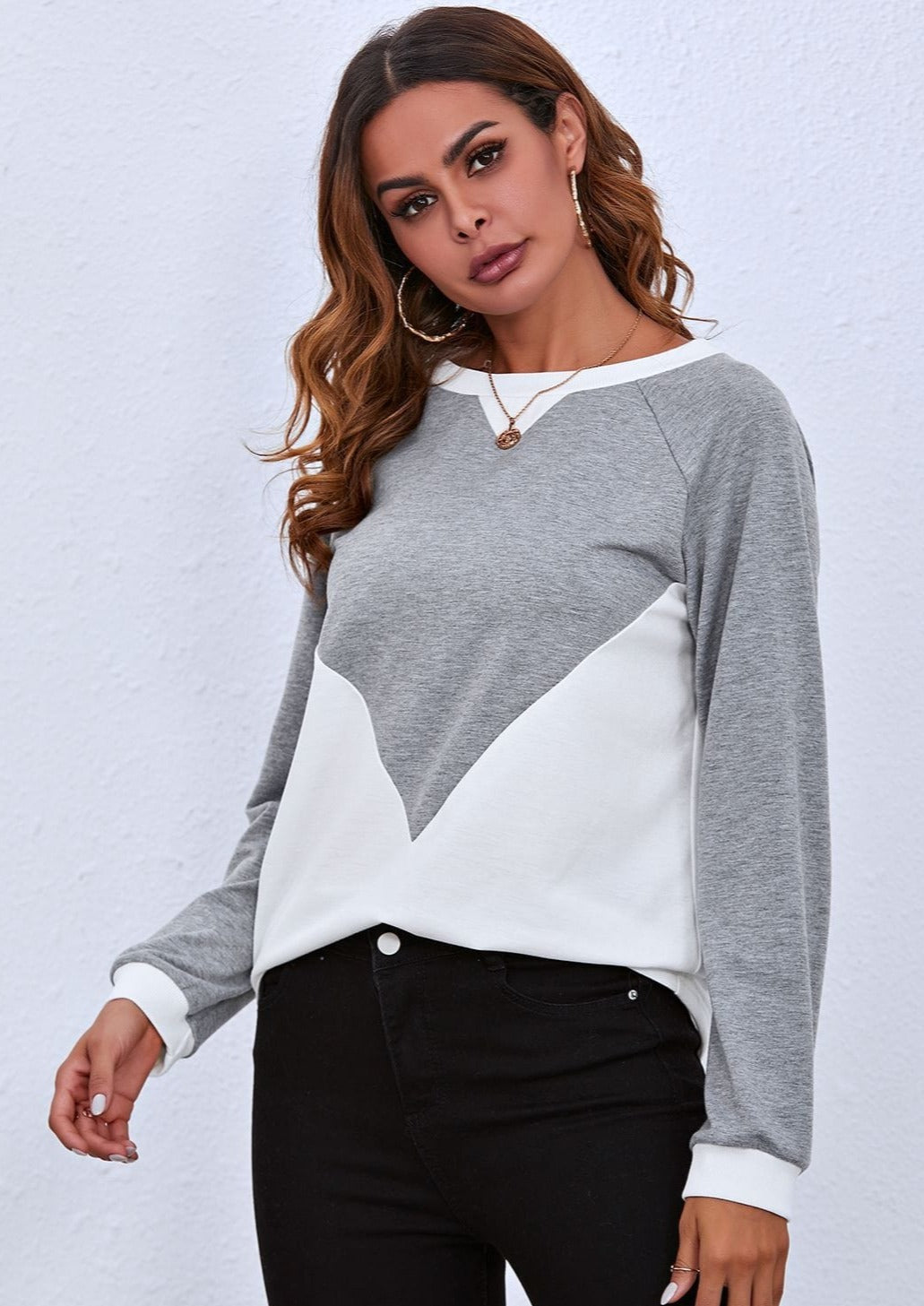 Color Block Raglan Sleeve Sweater