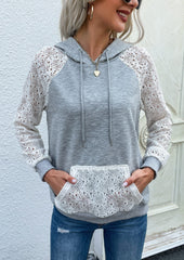 Zweifarbiger Hoodie mit Spitzendetail