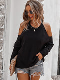 Solid Cold Shoulder Knit Sweater