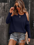 Solid Cold Shoulder Knit Sweater