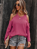 Solid Cold Shoulder Knit Sweater