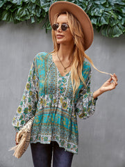 V Neck Boho Floral Blouse – Emes Shop