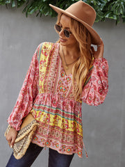 V Neck Boho Floral Blouse – Emes Shop