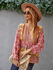 V Neck Boho Floral Blouse – Emes Shop