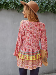 V Neck Boho Floral Blouse – Emes Shop