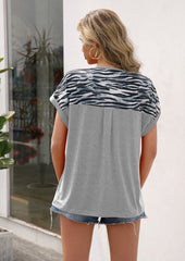 Zweifarbiges T-Shirt mit Zebra-Print 