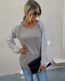 Two Tone Leopard Ribbed Sweater