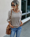 Two Tone Leopard Ribbed Sweater