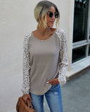 Two Tone Leopard Ribbed Sweater