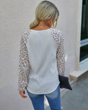 Two Tone Leopard Ribbed Sweater