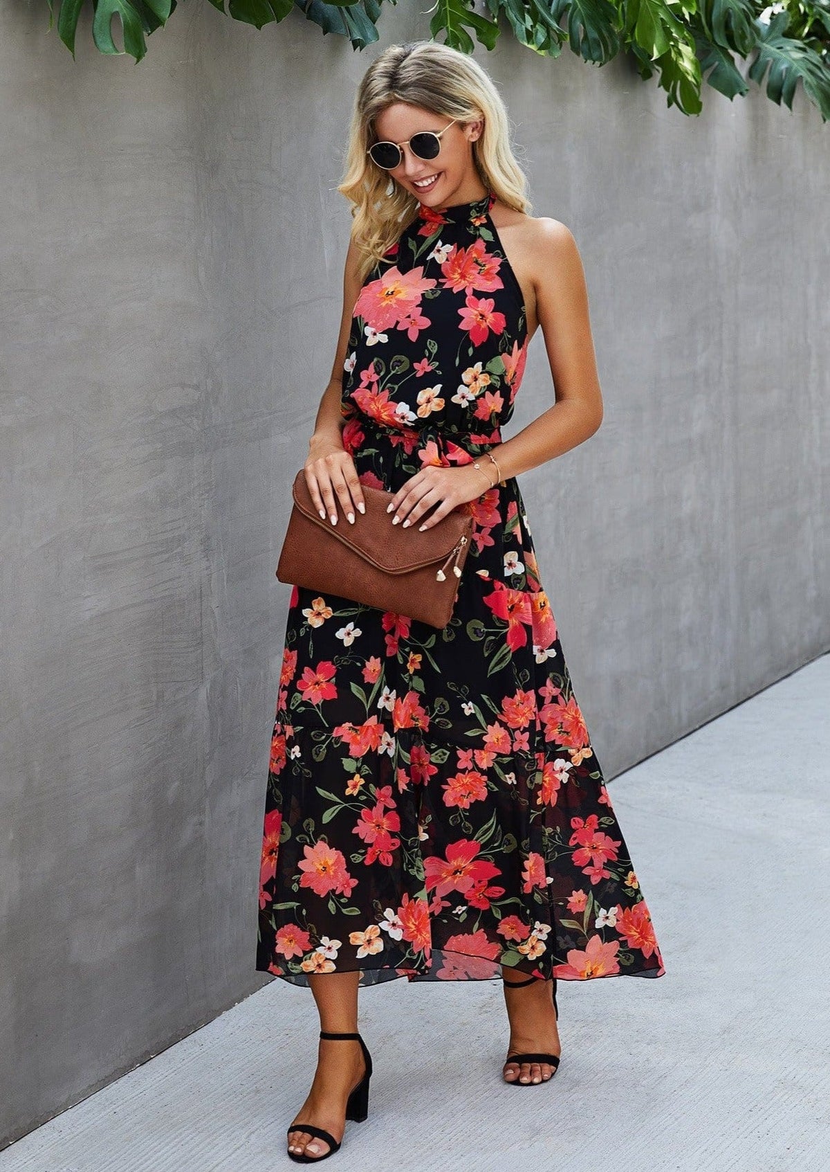 Vestido halter floral vintage 