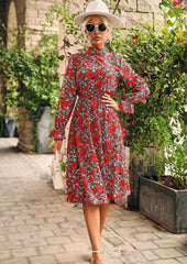 Floral Long Sleeve Vintage Dress