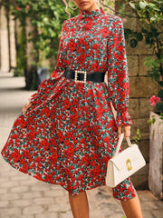 Vestido vintage floral de manga larga 