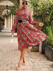 Floral Long Sleeve Vintage Dress