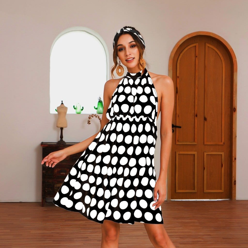Halter Backless Polka Dot Dress – Emes Shop